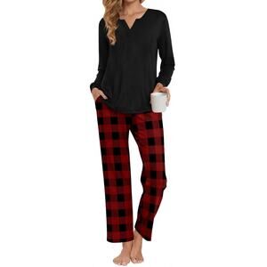 Women’s 2 piece black & red pajama set XL sleepwear stretchy soft